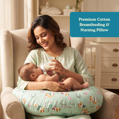 Kitty Bloom Premium Cotton Nursing Pillow for Newborn Baby | Breastfeeding & Feeding Support Cushion | 0–12 Months
