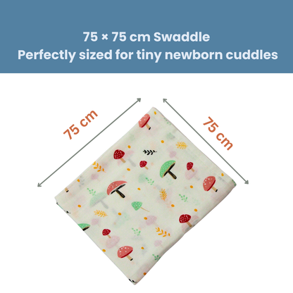 Bird & Mushroom 100% GOTS Certified | Double Layer Muslin Swaddle (75 x 75 cm, Pack of 2)
