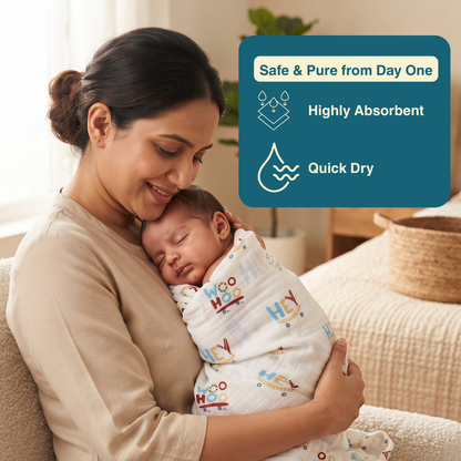 Woo Hoo 100% Organic Muslin Baby Bath Towel (100 × 70 cm)