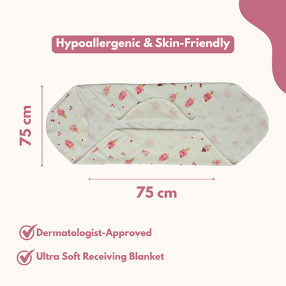 Muslin Hooded Blanket for Newborn Baby (ice cream print, 75 x 75 cm, pack of 1)