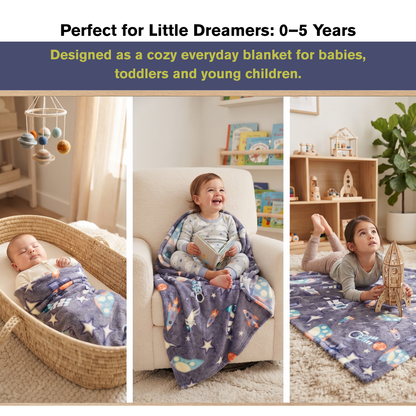 Space station Star Glow in the Dark Baby Blanket for Kids – 145 × 85 cm | Pack of 1