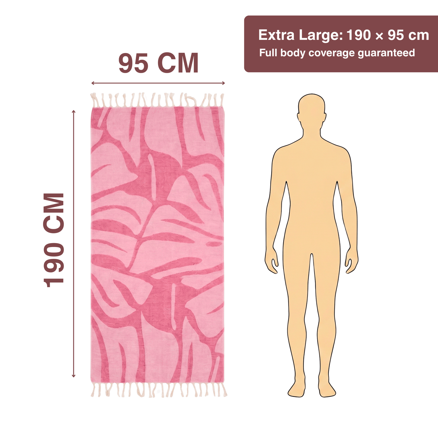 Pink Bamboo Bath Towel 190 x 95 cm - 380 GSM | Pack of 1