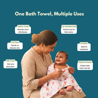 Sweet Ice Cream 100% Organic Muslin Baby Bath Towel (100 × 70 cm)