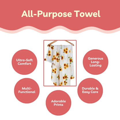 100% Organic muslin sunflower Bath Towel 120x100 cm (49 x 39 Inches)