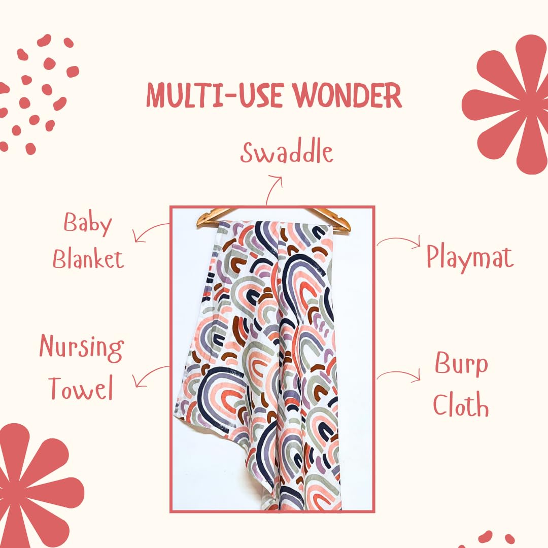 100% Cotton Muslin Cloth for Baby Towel/Swaddle Pack of 2, 120 * 100 cm(49 * 39) inches