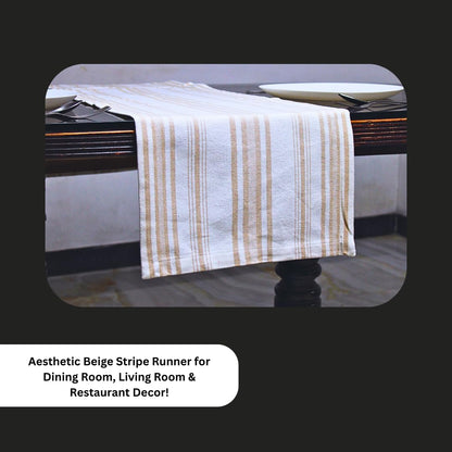 Pure Cotton Fused Stripe Table Runner for 6-Seater Table (74x14 Inch)
