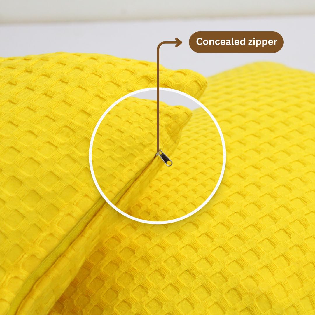 100% Cotton Waffle Textured Cushion Covers Set of 5 – 18x18 Inch