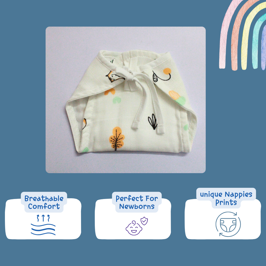 unisex Basic Langot Nappies Pack of 5 for Newborn Baby