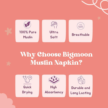 Organic Muslin Baby Premium Face Towels 16x16 Inch