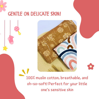 100% Cotton Muslin Cloth for Baby Towel/Swaddle Pack of 2, 120 * 100 cm(49 * 39) inches