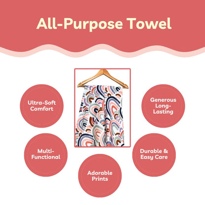 100% Organic Cotton Baby Muslin  Rainbow Print  Bath Towel 120x100 cm (49 x 39 Inches)