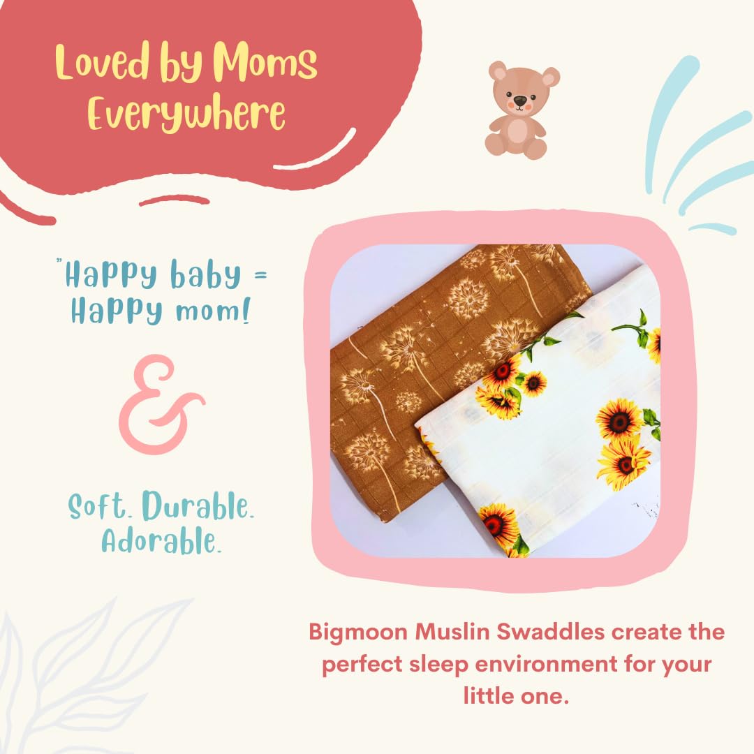 100% Cotton Muslin Cloth for Baby Towel/Swaddle Pack of 2, 120 * 100 cm(49 * 39) inches