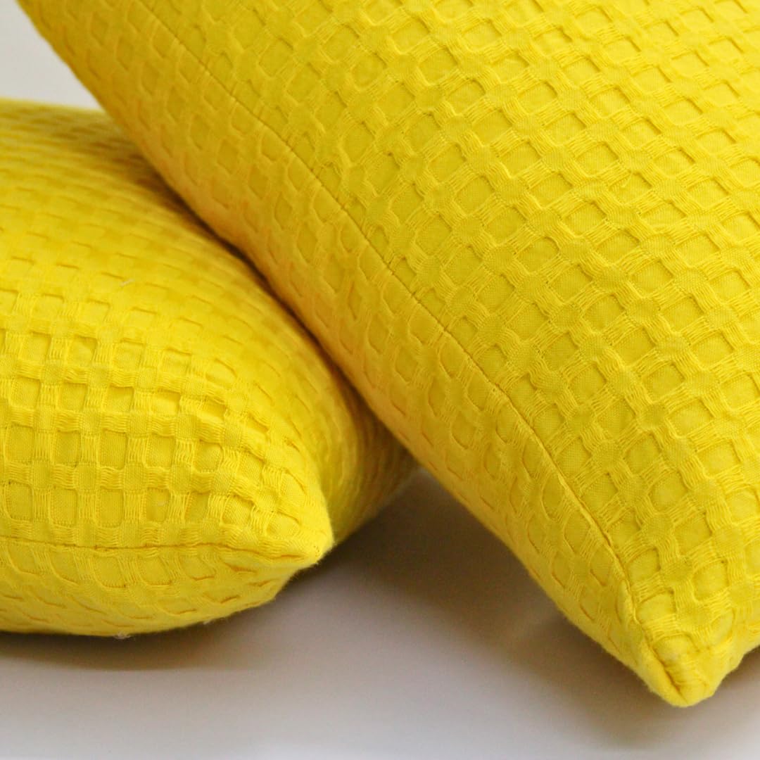 100% Cotton Waffle Textured Cushion Covers Set of 5 – 18x18 Inch