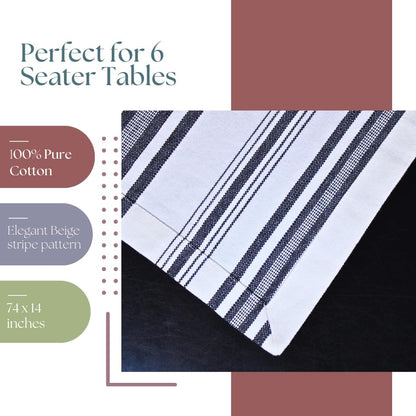 Premium Stripe Table Runner – Buy 1 Get 1 Free | Perfect for 6-Seater Dining Tables