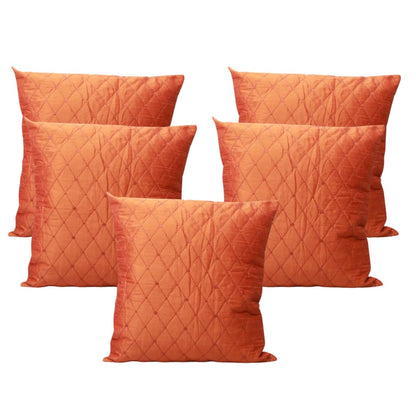 BIGMOON Home Decor Orange Quilted Cushion Covers - 15 x 15 Inch, Set of 2