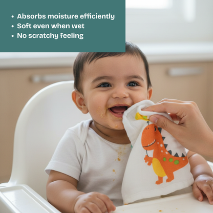 100% Muslin 6 Layer Crinkled Baby Wipes 10x10 Inch - Pack of 6