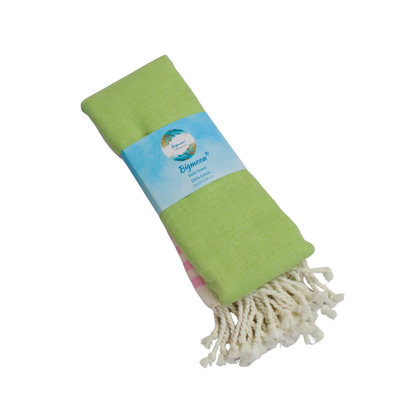 Premium Cotton Bath Towel 150 x 75 cm | Pack of 1 (Green with Pink Striped Border)