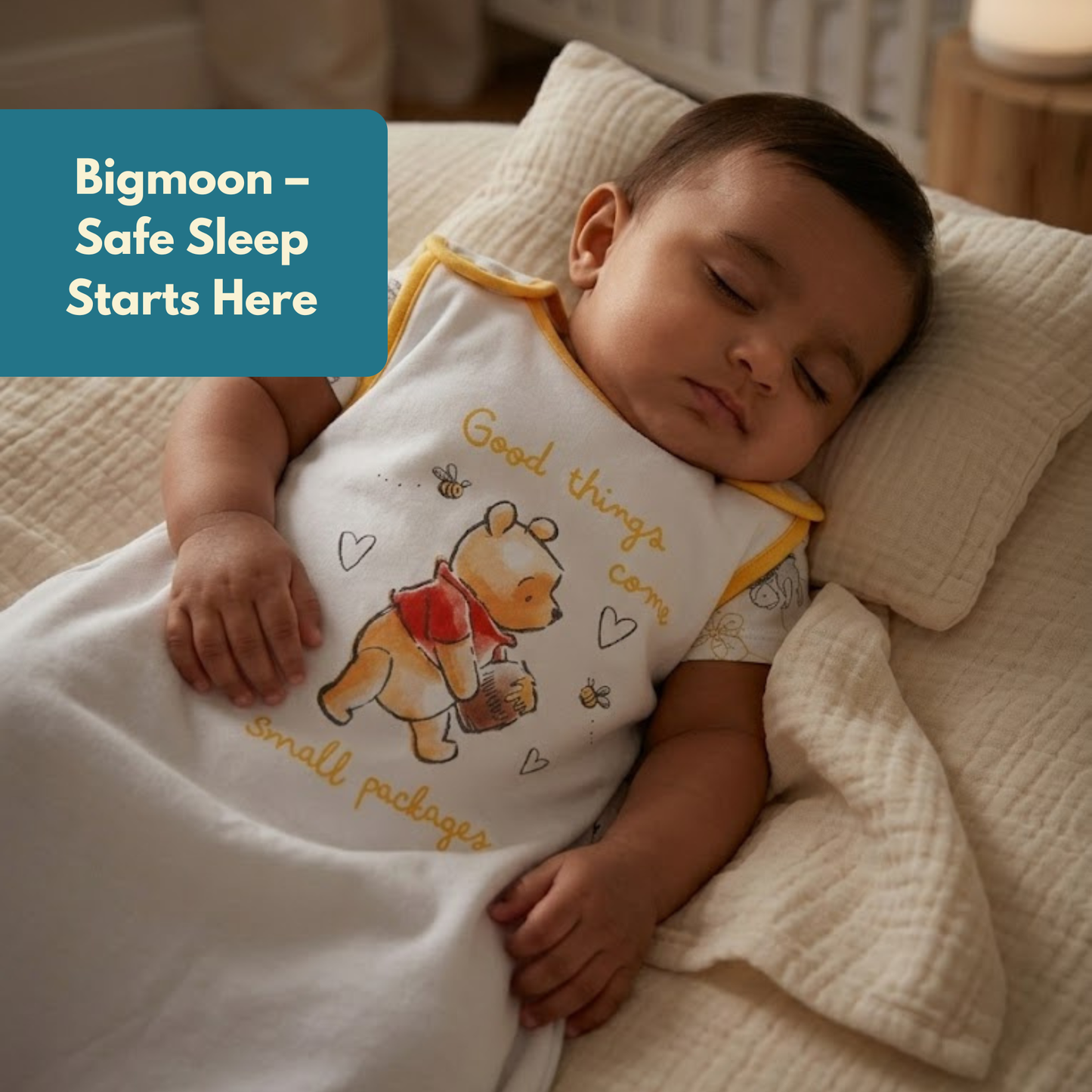 Organic Cotton Baby Sleep Sack 1.5 TOG, Pack of 1 – Teddy Honey