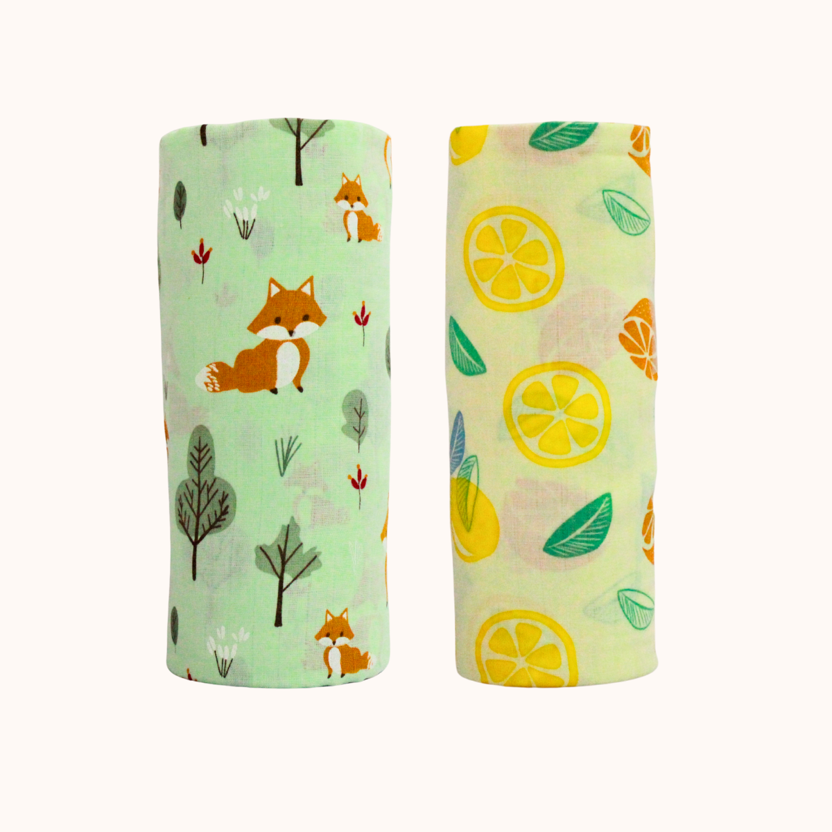 Orange & fox 100% GOTS Certified | Double Layer Muslin Swaddle (75 x 75 cm, Pack of 2)