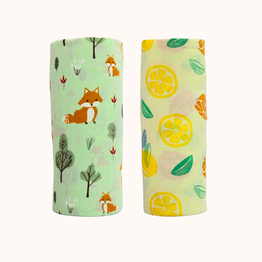 Orange & fox 100% GOTS Certified | Double Layer Muslin Swaddle (75 x 75 cm, Pack of 2)