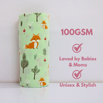 Orange & fox 100% GOTS Certified | Double Layer Muslin Swaddle (75 x 75 cm, Pack of 2)