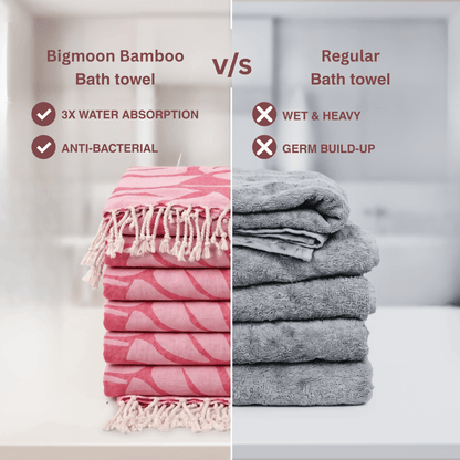 Pink Bamboo Bath Towel 190 x 95 cm - 380 GSM | Pack of 1