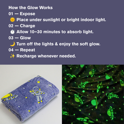 Space Travel Glow in the Dark Baby Blanket for Kids – 145 × 85 cm | Pack of 1