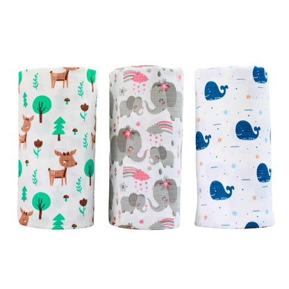 Muslin swaddle pack of 3, 100 x 100 cm