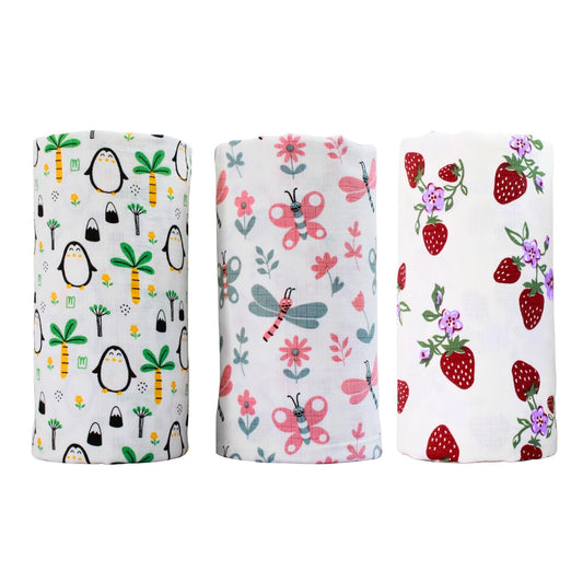 Muslin swaddle pack of 3, 100 x 100 cm