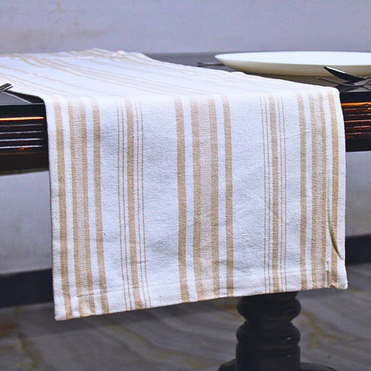 Pure Cotton Fused Stripe Table Runner for 6-Seater Table (74x14 Inch)