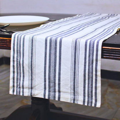 Pure Cotton Fused Stripe Table Runner for 6-Seater Table (74x14 Inch)