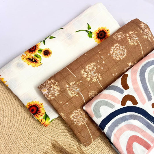Muslin Cloth for Baby Towel/Swaddle Pack of 3, 120 * 100 cm(49 * 39) inches
