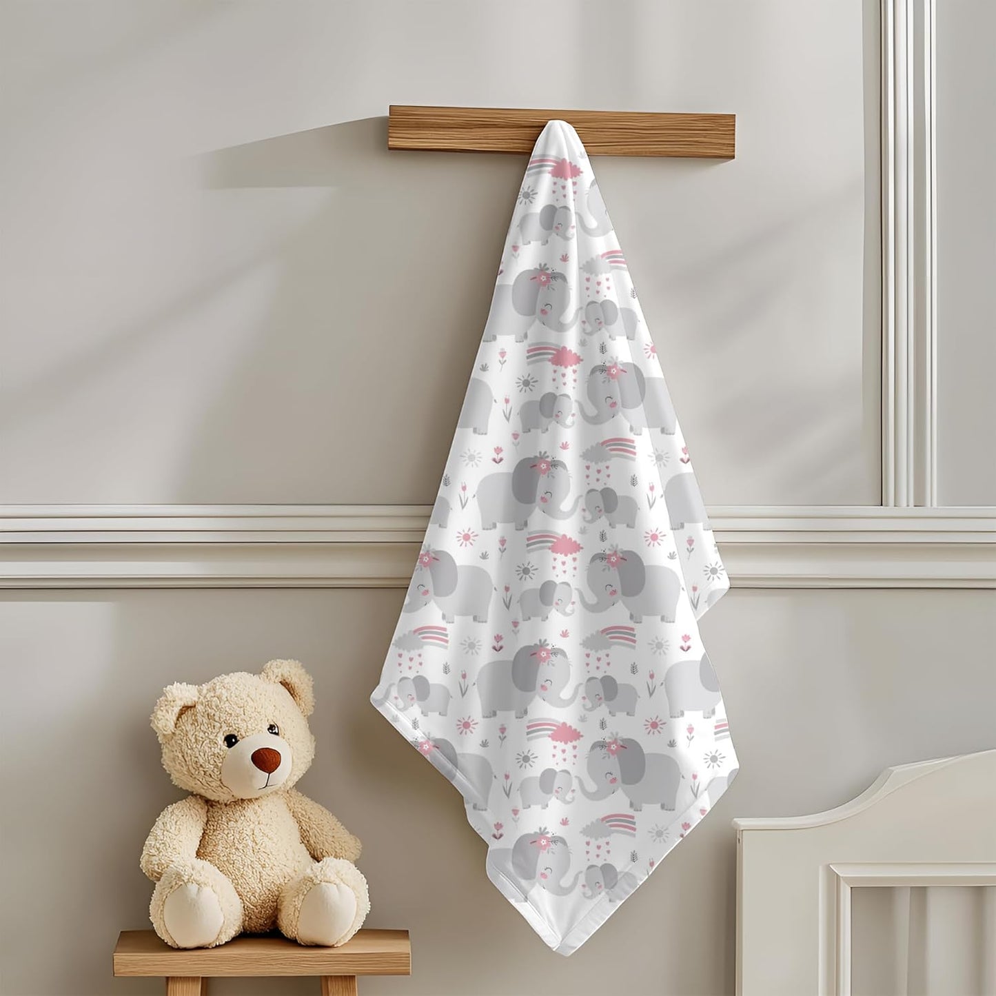 Deer & elephant Printed Organic Muslin Swaddle Pack of 2, 100 x 100 cm
