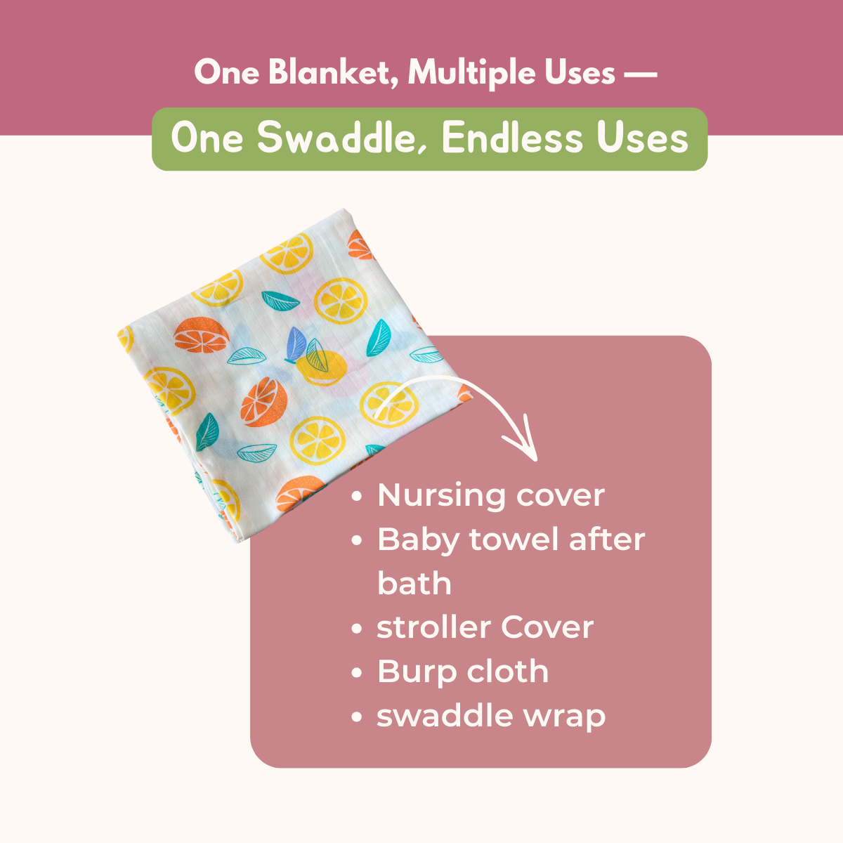 Orange & fox 100% GOTS Certified | Double Layer Muslin Swaddle (75 x 75 cm, Pack of 2)
