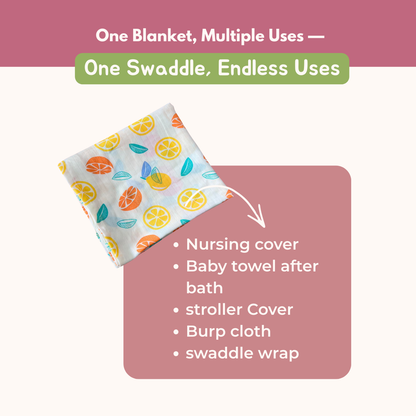 Orange & fox 100% GOTS Certified | Double Layer Muslin Swaddle (75 x 75 cm, Pack of 2)