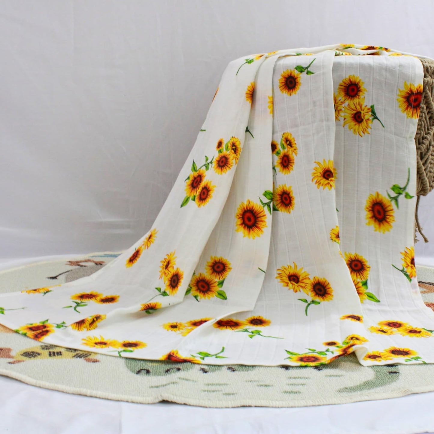 100% Organic muslin sunflower Bath Towel 120x100 cm (49 x 39 Inches)