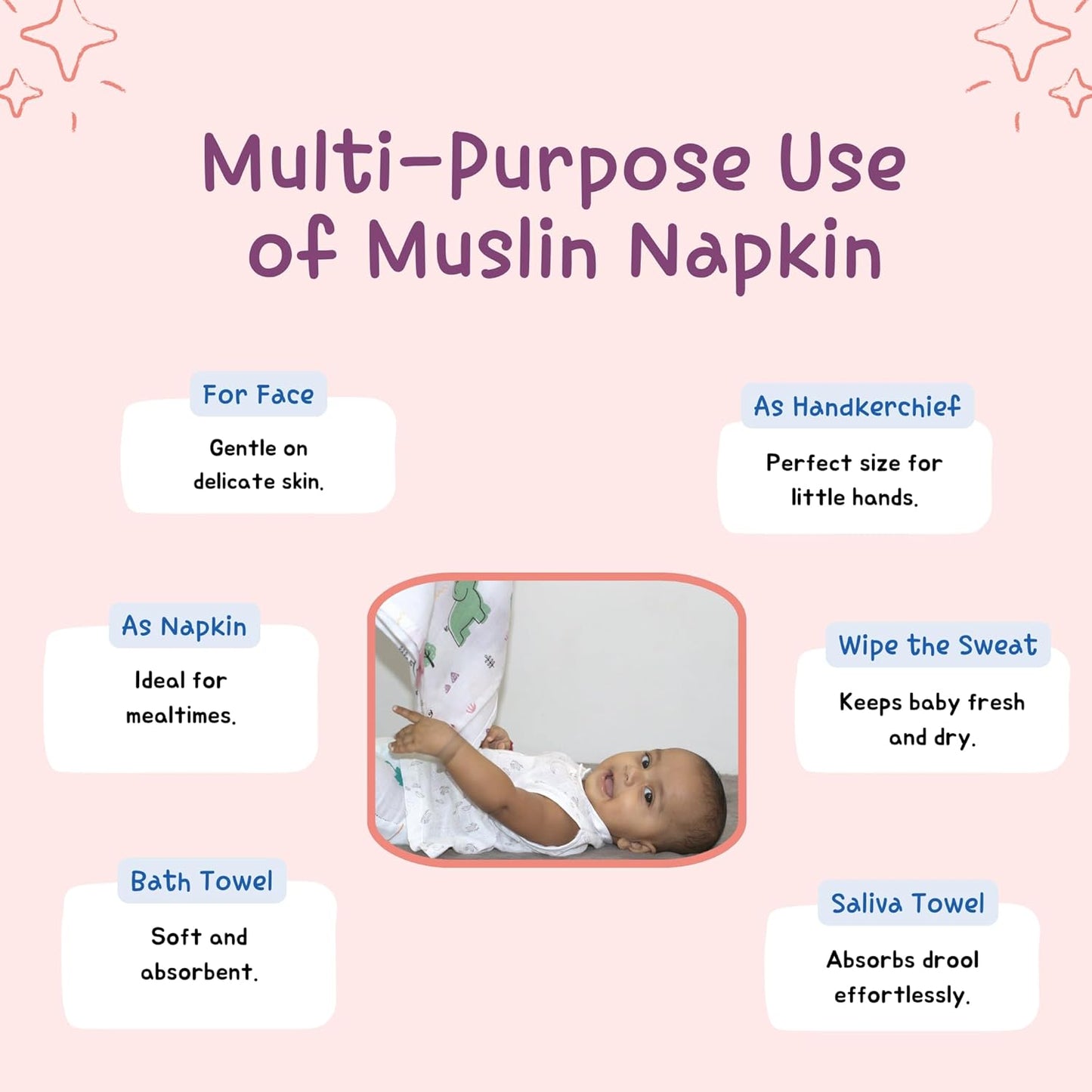 Organic Muslin Baby Premium Face Towels 16x16 Inch