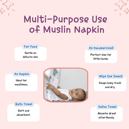 Organic Muslin Baby Premium Face Towels 16x16 Inch