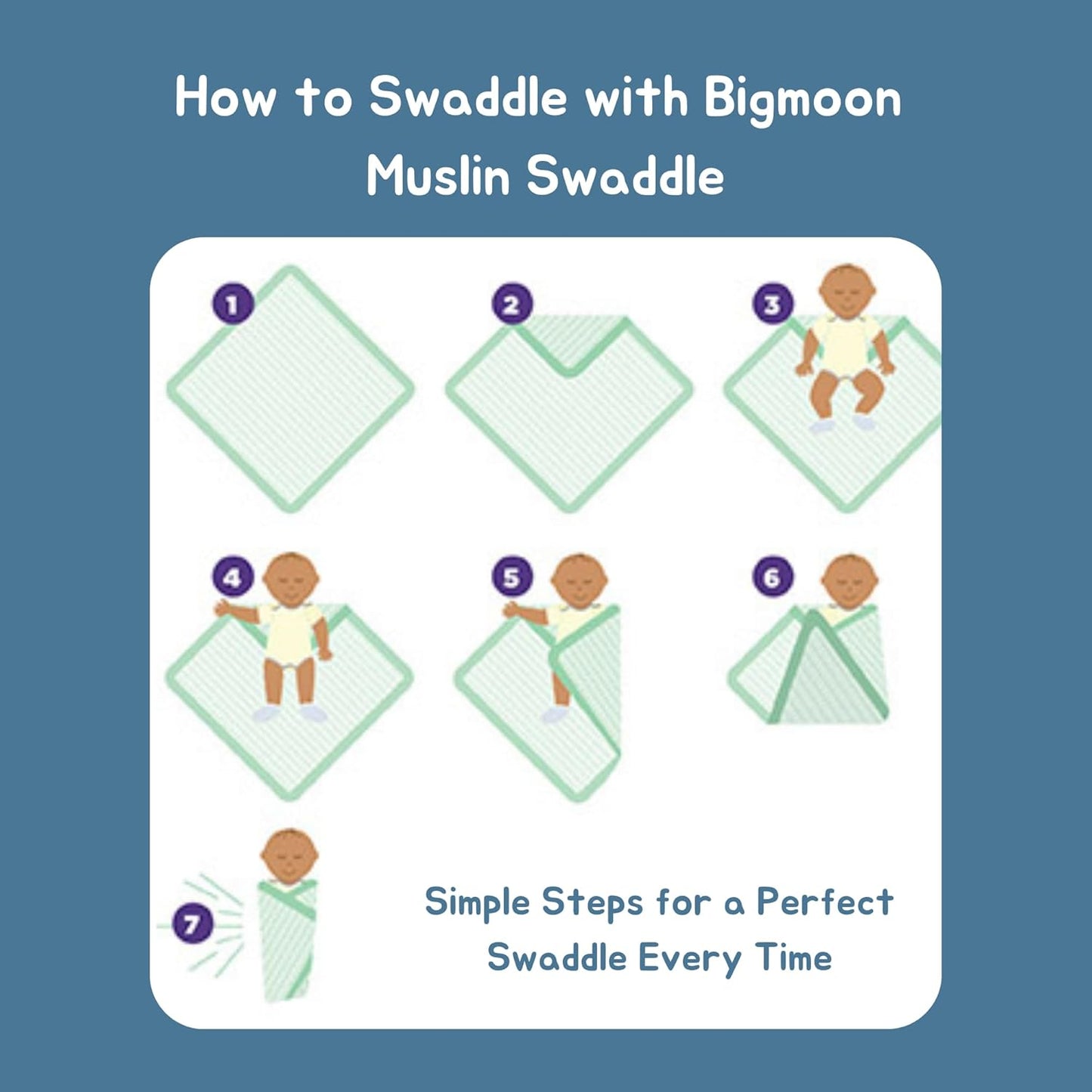 Muslin swaddle pack of 3, 100 x 100 cm