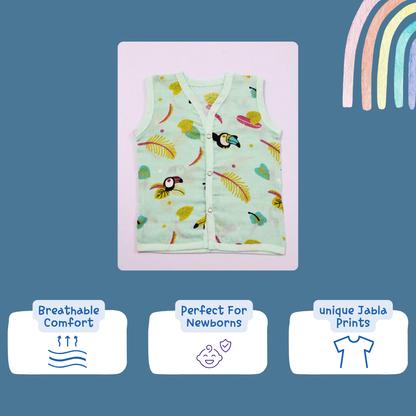 100% Cotton Muslin Button colour Jabla for Newborns & Infants | Pack of 5