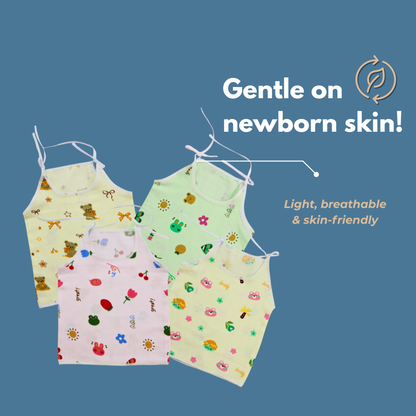 100% Cotton Muslin Button Knot Jabla for Newborns & Infants | Pack of 4