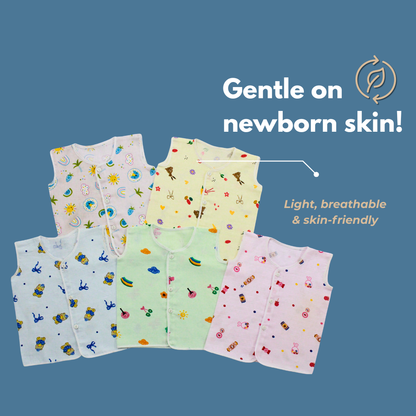 100% Cotton Muslin Button Jabla for Newborns & Infants | Pack of 5