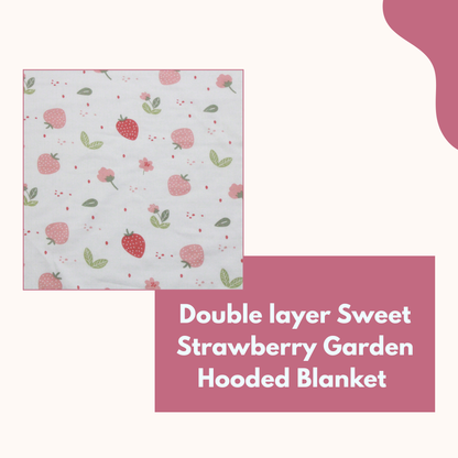 Muslin Hooded Blanket for Newborn Baby (strawberry print, 75 x 75 cm, pack of 1)