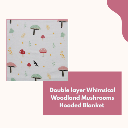 Muslin Hooded Blanket for Newborn Baby (Mushroom print, 75 x 75 cm, pack of 1)