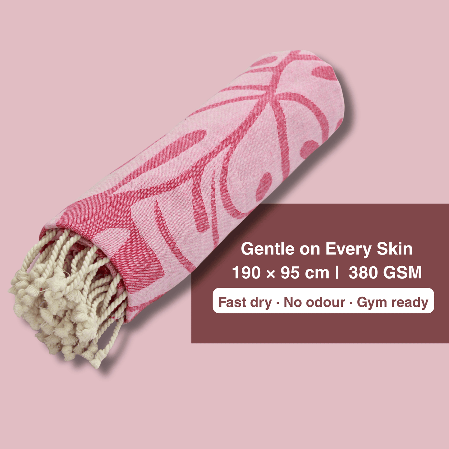 Pink Bamboo Bath Towel 190 x 95 cm - 380 GSM | Pack of 1
