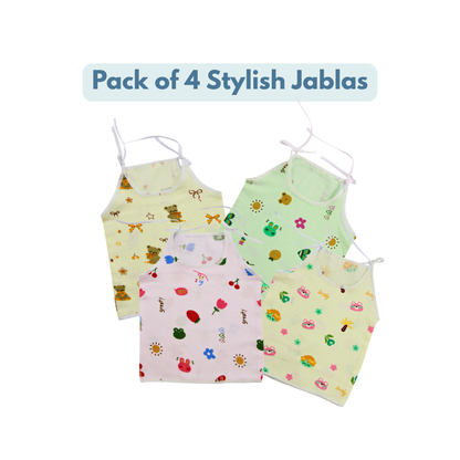 100% Cotton Muslin Button Knot Jabla for Newborns & Infants | Pack of 4