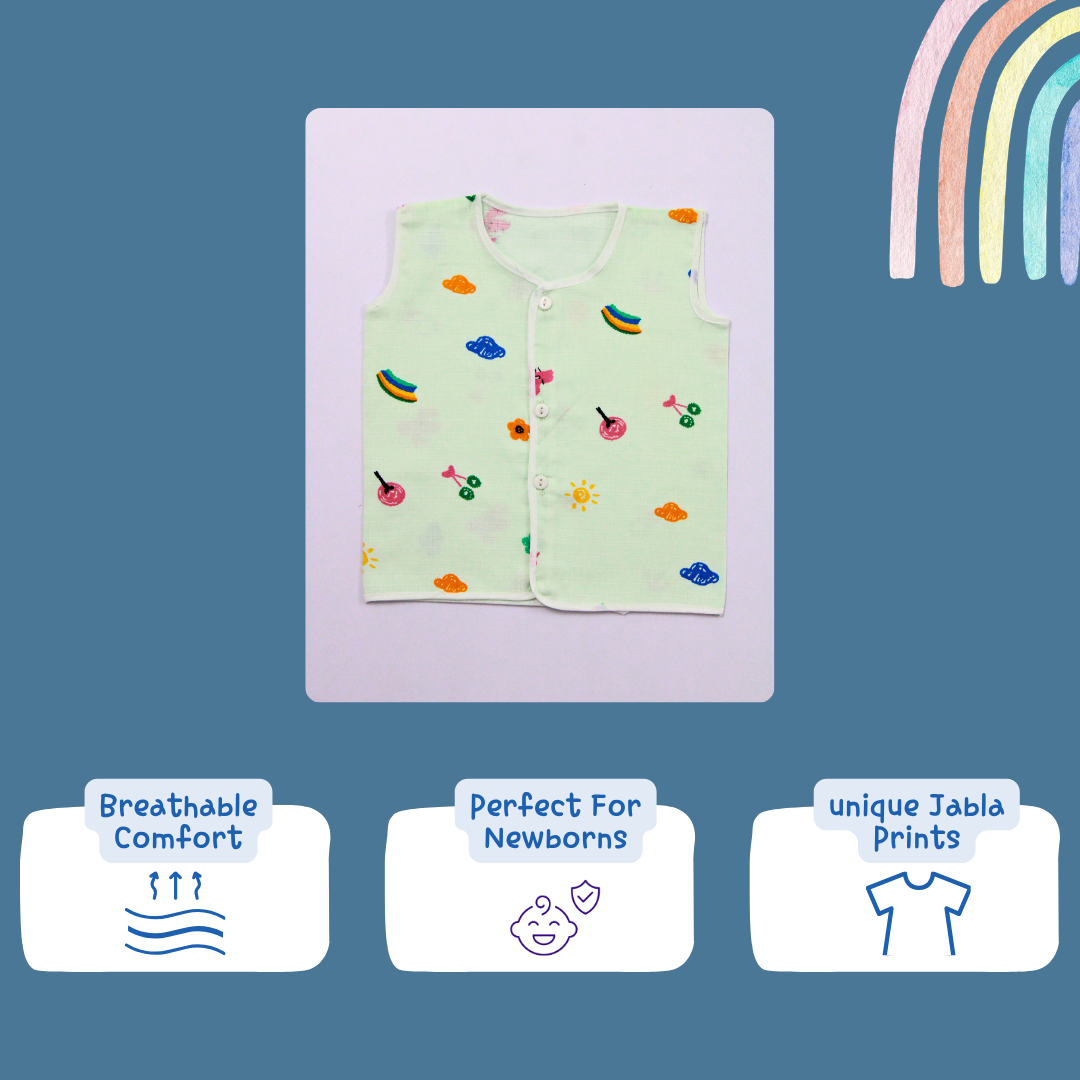 100% Cotton Muslin Button Jabla for Newborns & Infants | Pack of 5