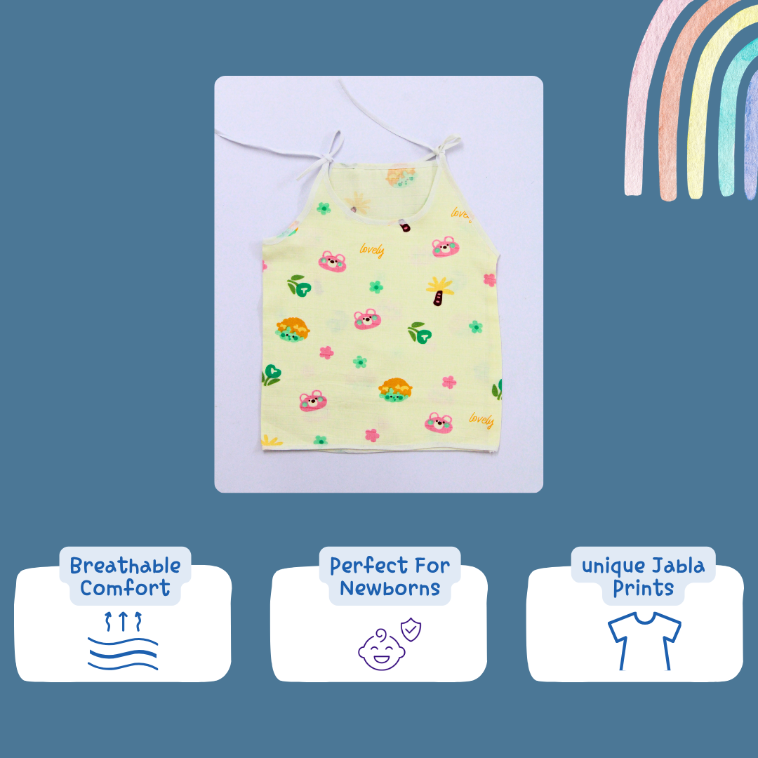 100% Cotton Muslin Button Knot Jabla for Newborns & Infants | Pack of 4