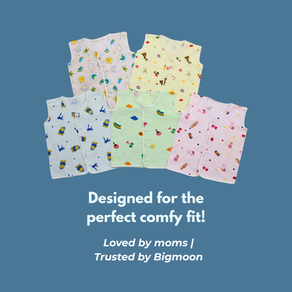 100% Cotton Muslin Button Jabla for Newborns & Infants | Pack of 5