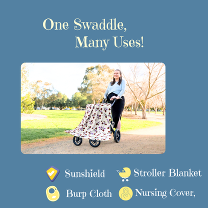 penquin & Strawberry Printed Organic & Cotton Swaddles Pack of 2, 100 x 100 cm